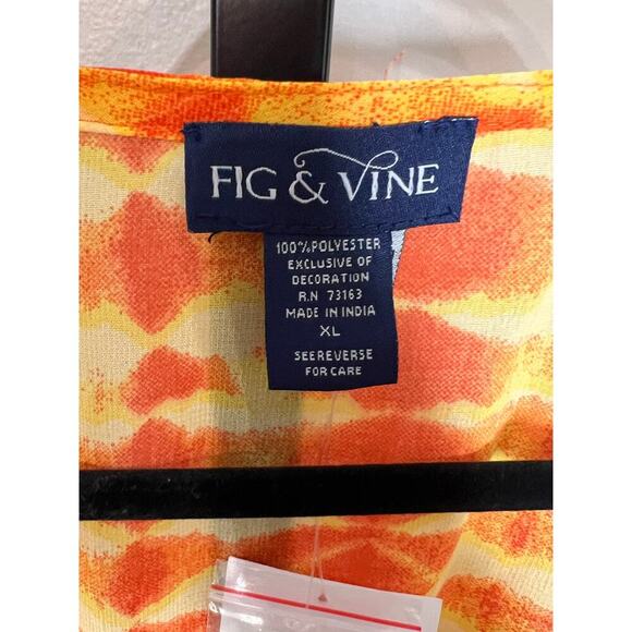 Fig & Vine Orange Tie Dye Beaded Summer Kaftan Tunic Beach Coverup Size XL NWT - Picture 3 of 6